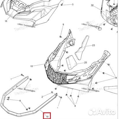 Voevoda Бампер Передний Для Ski Doo REV XP, REV XM