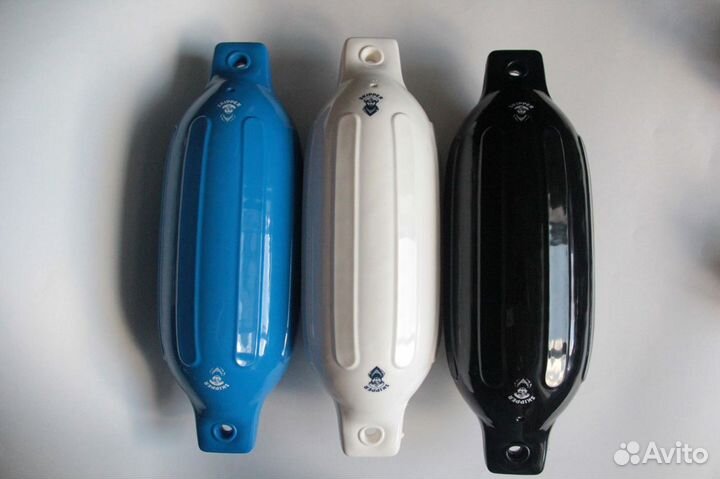 Кранец синий надувной с двусторон проушиной406x115