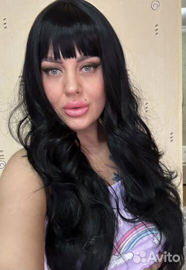 Парик черный каскад волна 70 см