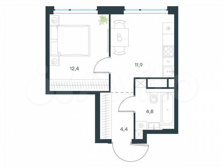 1-к. квартира, 33,5 м², 24/48 эт.