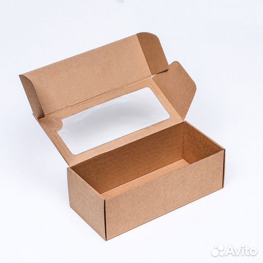 Коробка самосборная, с окном, крафт