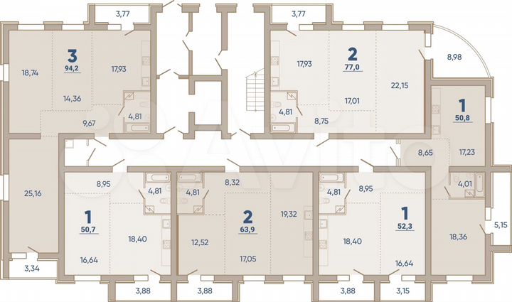 2-к. квартира, 77 м², 1/7 эт.