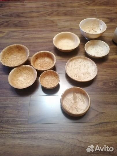 Деревянная посуда, кап клёна, берёзы, липы