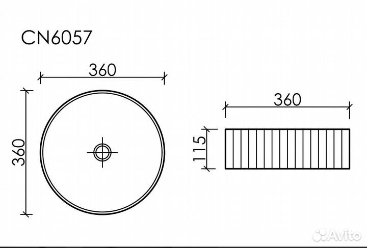 Раковина накладная Ceramica nova CN6057 MP (36см)