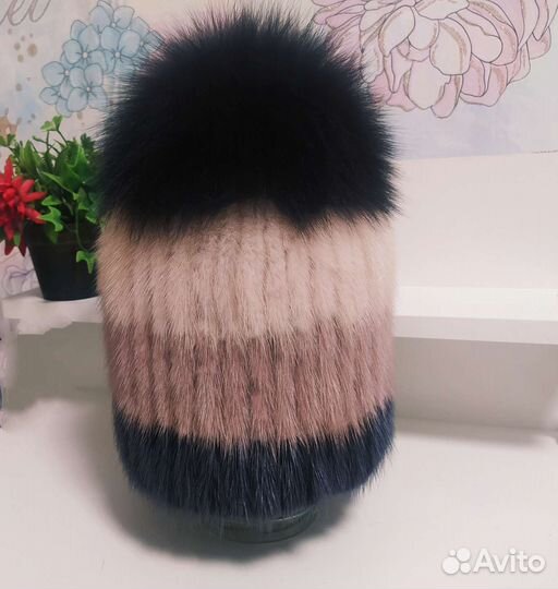 Шапка зимняя норковая женская
