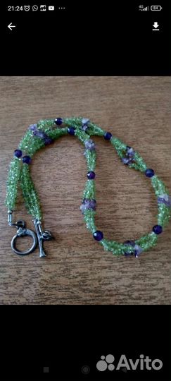 Бусы хризолит аметист новые