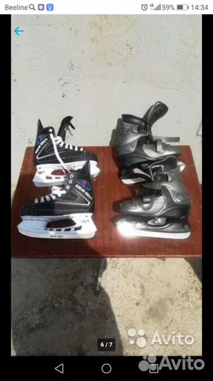 Коньки хоккейные 2пары/шайба СССР 1979г