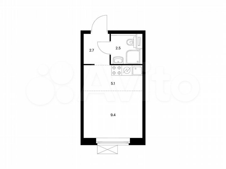 Квартира-студия, 19,7 м², 14/25 эт.