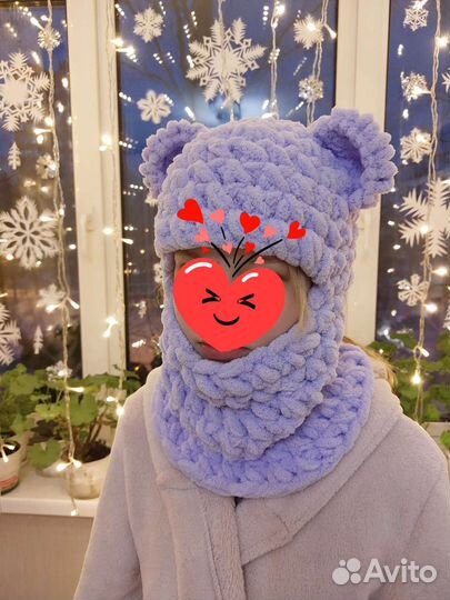 Балаклава теплая плотная вязка с флисом