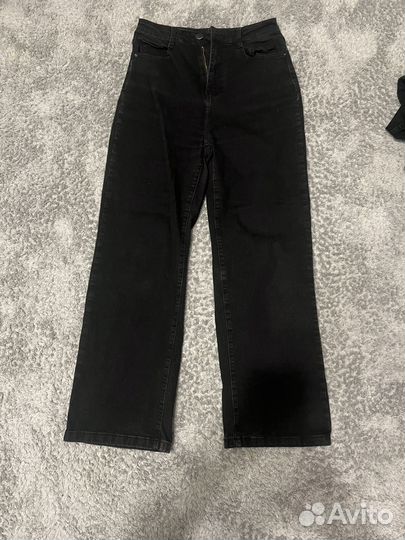 Джинсы черные широкие