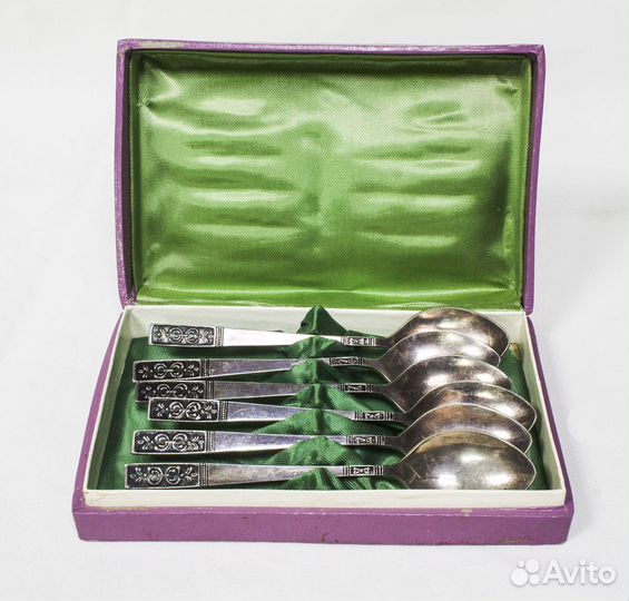 Набор Ложки чайные 6 шт, мельхиор, эмаль, длина 13