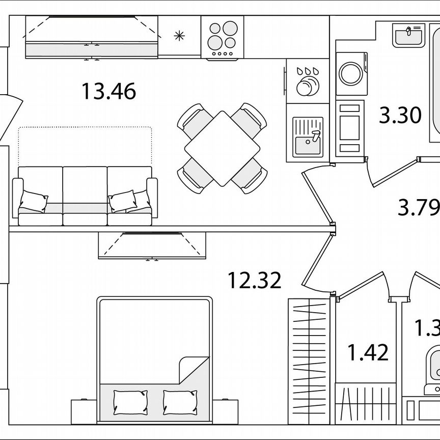 1-к. квартира, 37,1 м², 9/9 эт.