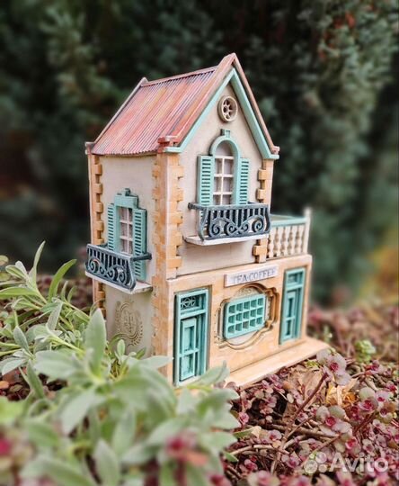 Светильник домик деревянный, кашпо