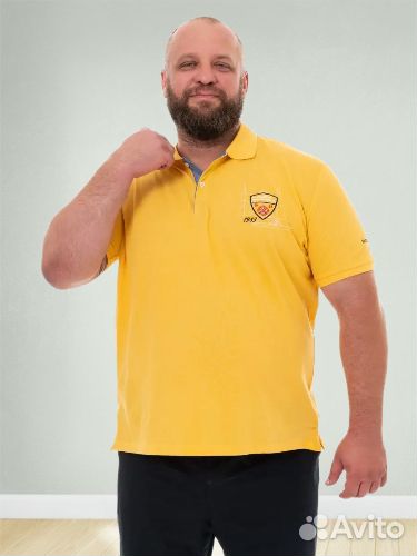 Polo мужское хлопковое с принтом(5XL-8XL)синее