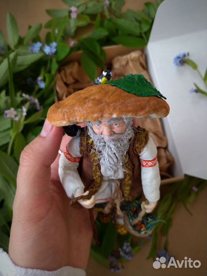 Ватные елочные игрушки старичок-боровичок