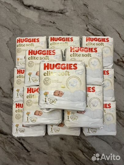 Подгузники Huggies 1 Elite Soft (3-5 кг), новые