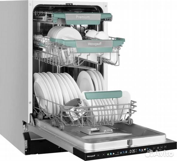 Посудомоечная машина weissgauff BDW 4160 Real Touch DC Inverter Timer Floor, узкая, 45см, встраиваем