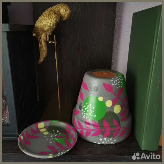 Цветочный горшок роспись