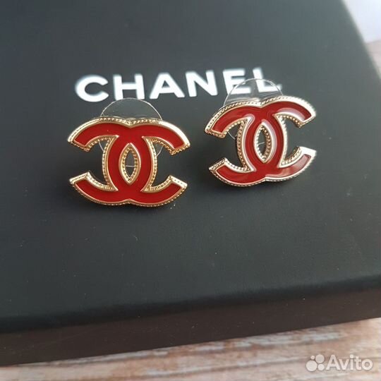 Серьги Chanel бордовые