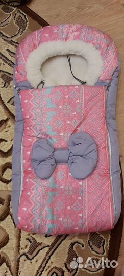 Конверт для новорожденных на выписку на овчине