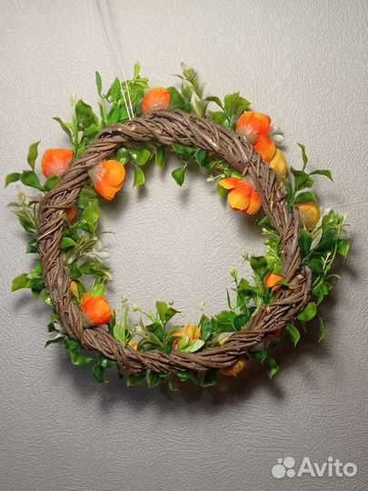 Венок декоративный, пасхальный, праздничный декор