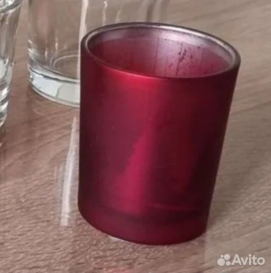 Стеклянный подсвечник стакан с рисунком внутри