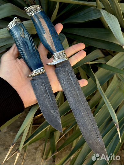 Нож скоторез из дамасской стали
