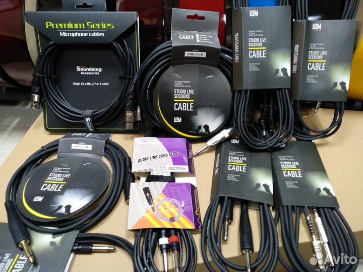 Кабель гитарный, микрофонный в ассортименте