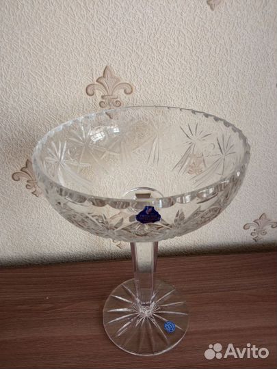 Ваза хрустальная для фруктов на ножке СССР