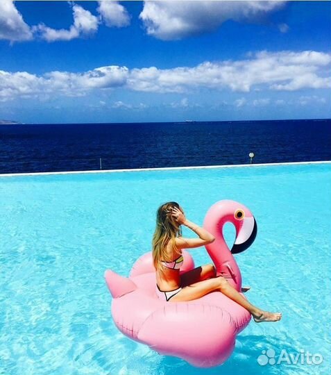 Надувной круг пончик матрас фламинго лебедь