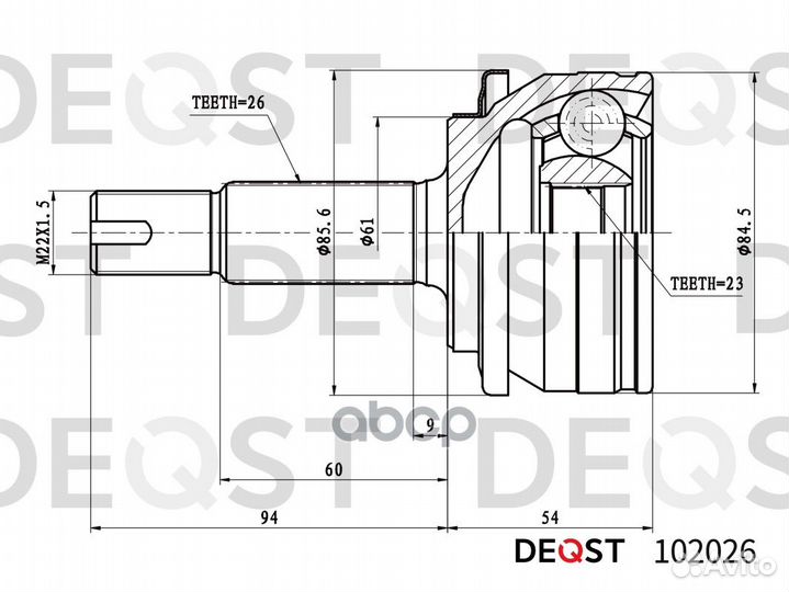 ШРУС Toyota Corolla E150 102026 deqst