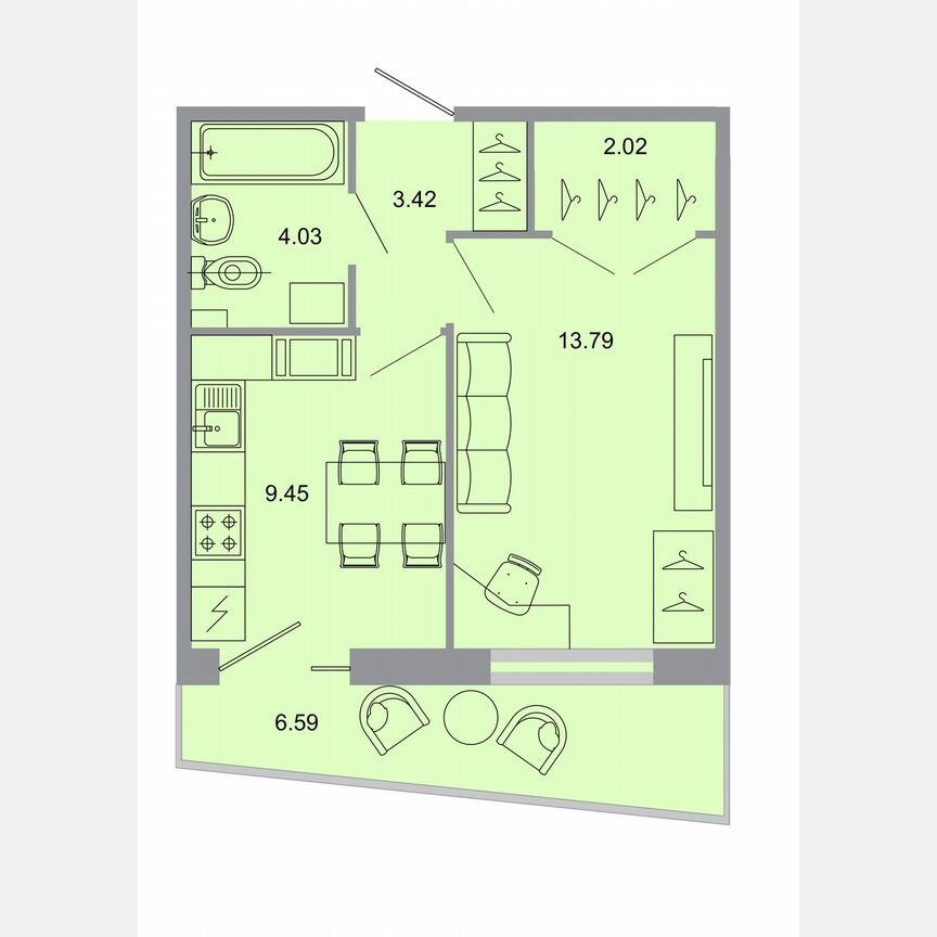 1-к. квартира, 33,7 м², 9/15 эт.