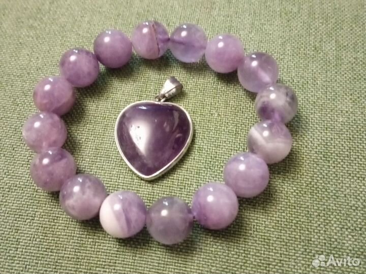 Кулон сердце, Натуральный Аметист