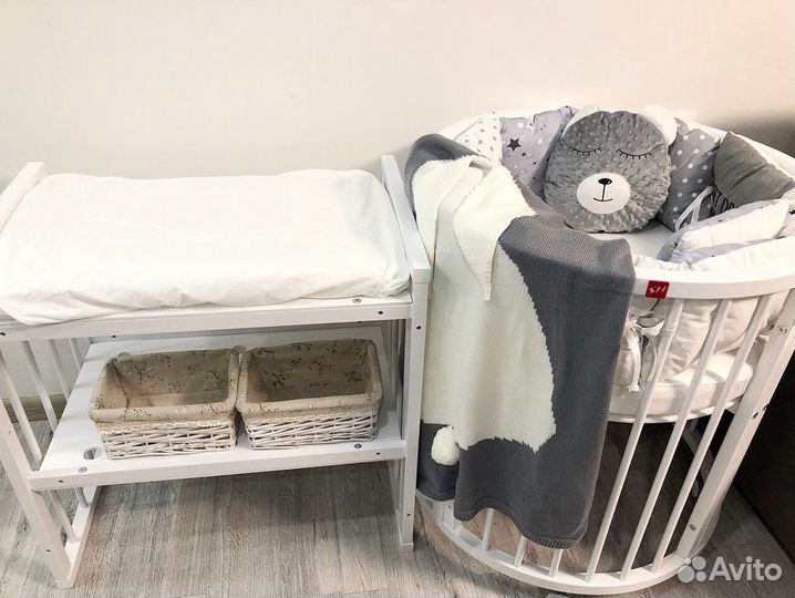 Кроватка детская трансформер SooHoo с матрасами(3)