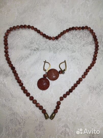 Авантюрин. Серьги и бусы. 1988г