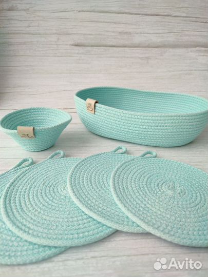 Подставки под горячее, корзиночки из шнура