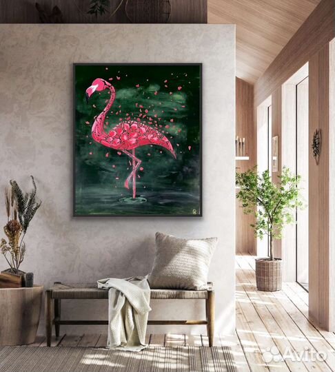 Картина - абстракция «Фламинго»