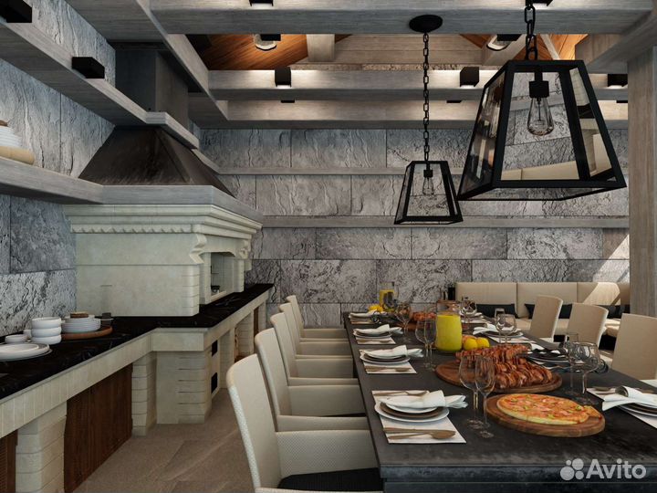 Дизайн интерьера тёплой, закрытой беседки