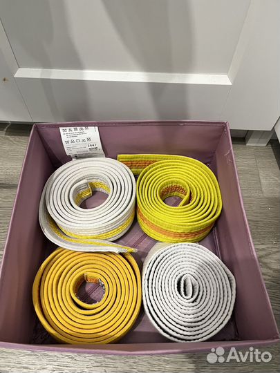 Пояс для карате белый, желто-оранжевый, оранжевый