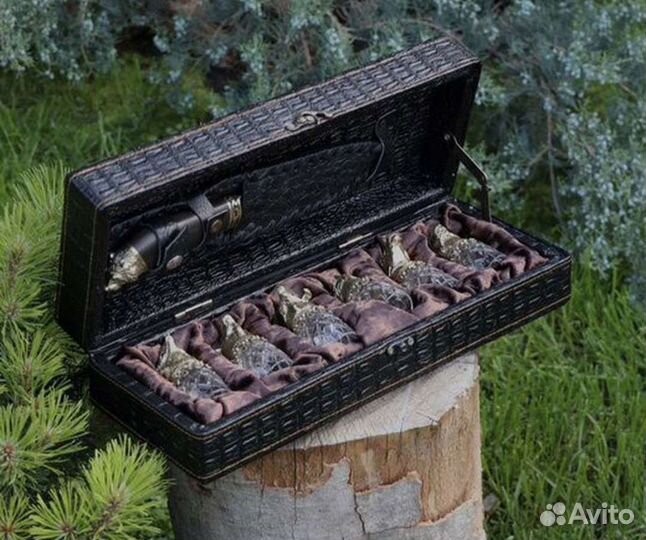 Набр стопок перевертышей С ножом в кор.из эко-кожи