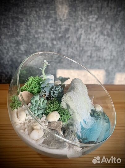 Флорариум с имитацией водоема и водопада