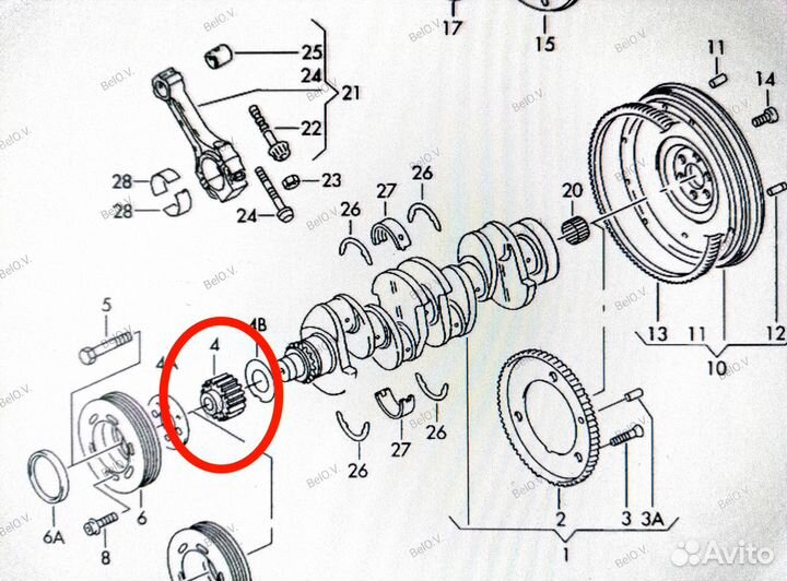 Шестерня коленвала Audi / Volkswagen 06A105263C