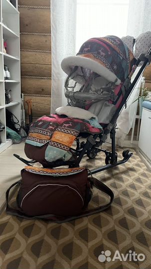 Детские санки коляска с колесами бу