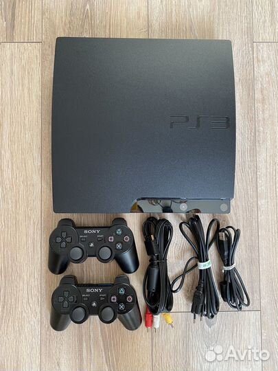 PS3 Slim 120 Gb + 2 джойстика + 11 игр