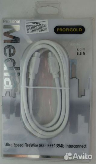 Кабель FireWire 800 9P-9P ieee 1394b 2м новый