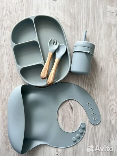 Набор детской силиконовой посуды на присоске