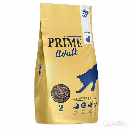 Сухой корм для кошек prime с курице, 2 кг