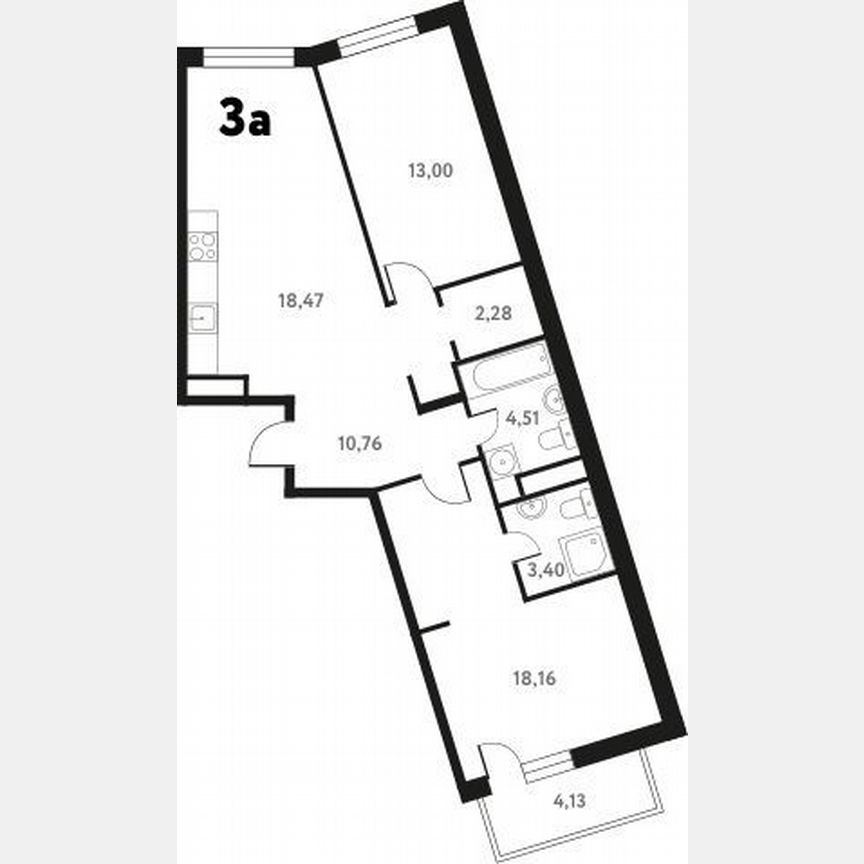 2-к. квартира, 72,7 м², 4/17 эт.