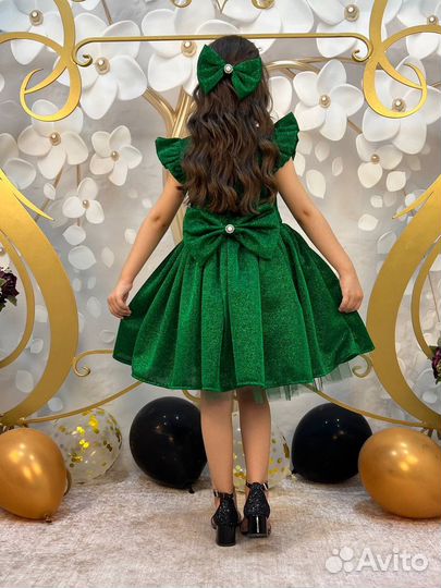 Платье зеленое елочка елка елочки 104-122