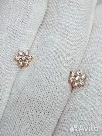 Серьги с синтетическим камнем Золото